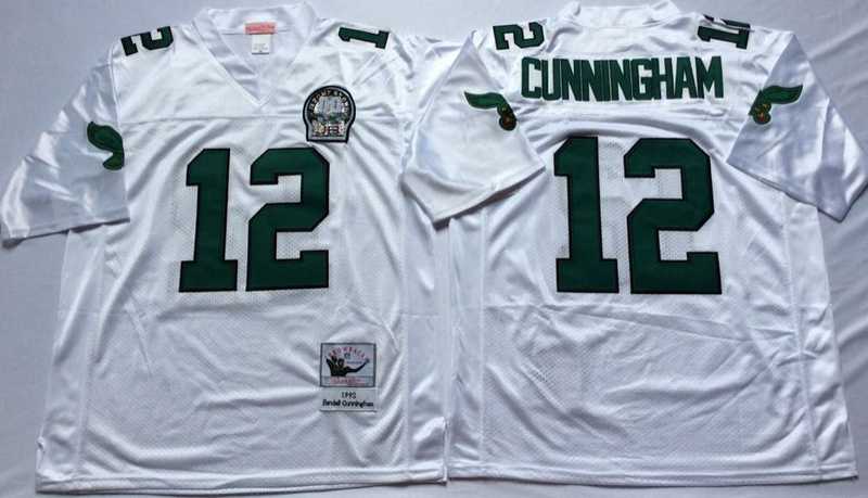 Eagles 12 Randall Cunningham White M&N Throwback Jersey->nfl m&n throwback->NFL Jersey